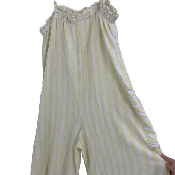 Stoney Clover Ln X Target Size Large Yellow White Stripe Linen Blend Jumpsuit - Picture 3 of 12